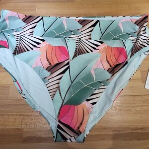Nwt Womens Plus Size 2X Tropical Leaf Print Bikini Swimsuit Bottom